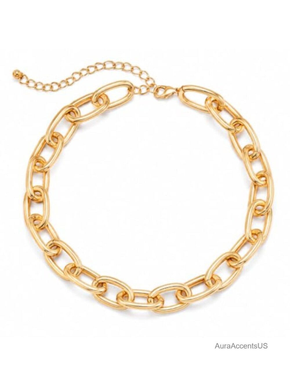 Chunky Gold Tone Chain Necklace Layered Link Choker